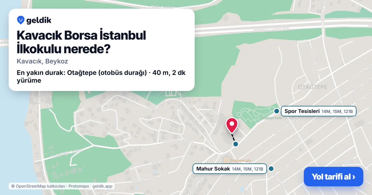 Kavacık Borsa İstanbul İlkokulu nerede: haritada konumu ve en yakın duraklar, yürüme süreleriyle