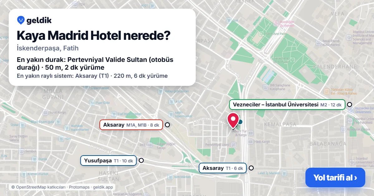 Where is Kaya Madrid Hotel: map with its location and the nearest stops, with walking times