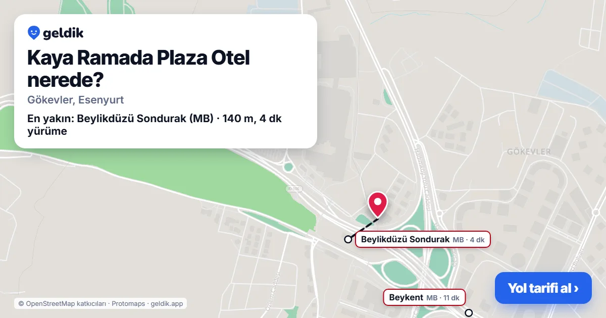 Kaya Ramada Plaza Otel nerede: haritada konumu ve en yakın duraklar, yürüme süreleriyle