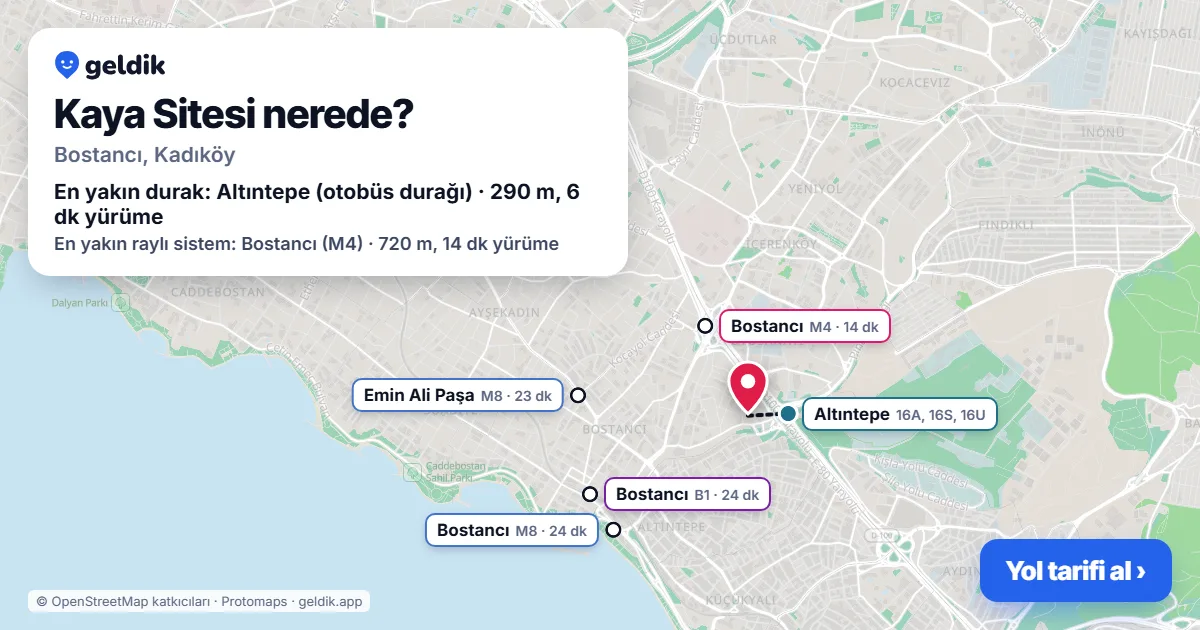 Where is Kaya Sitesi: map with its location and the nearest stops, with walking times