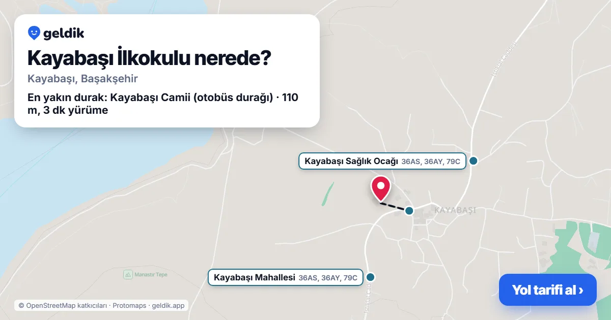 Kayabaşı İlkokulu nerede: haritada konumu ve en yakın duraklar, yürüme süreleriyle