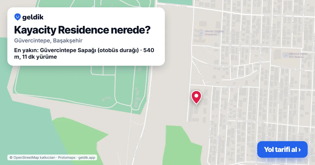 Kayacity Residence nerede: haritada konumu ve en yakın duraklar, yürüme süreleriyle