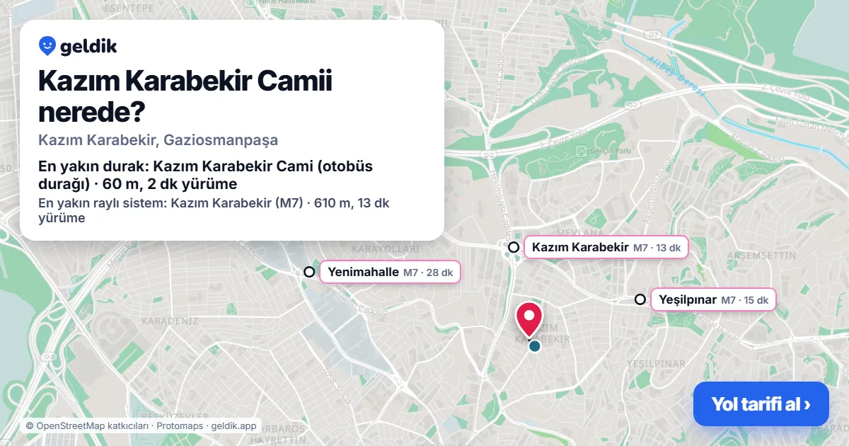 Kazım Karabekir Camii nerede: haritada konumu ve en yakın duraklar, yürüme süreleriyle