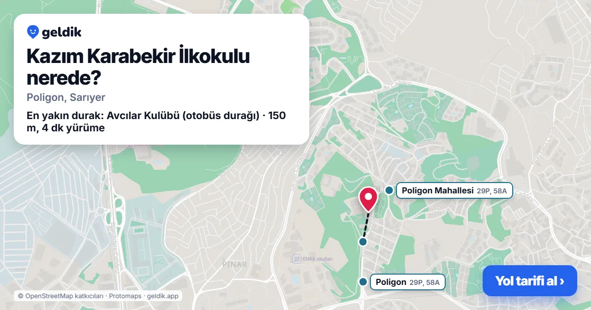 Kazım Karabekir İlkokulu nerede: haritada konumu ve en yakın duraklar, yürüme süreleriyle