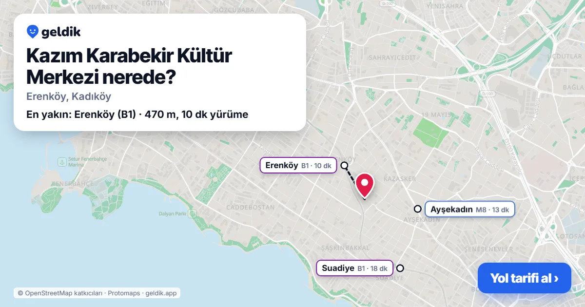 Where is Kazım Karabekir Kültür Merkezi: map with its location and the nearest stops, with walking times