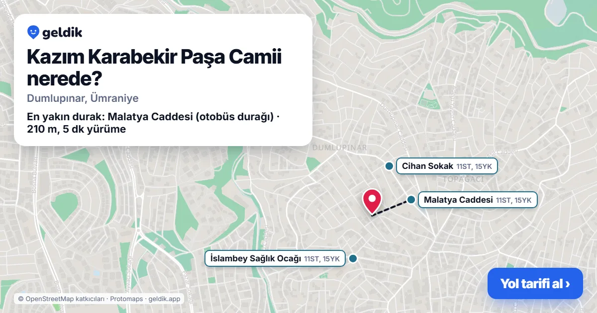 Where is Kazım Karabekir Paşa Camii: map with its location and the nearest stops, with walking times