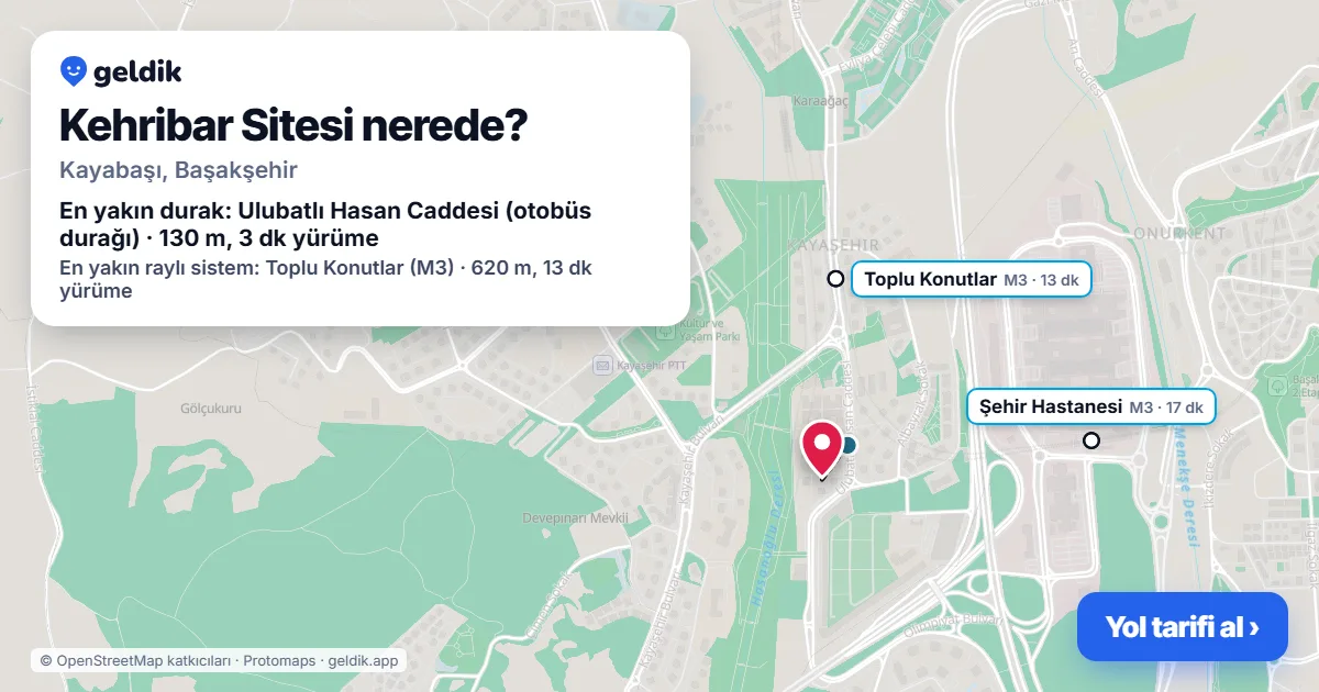 Kehribar Sitesi nerede: haritada konumu ve en yakın duraklar, yürüme süreleriyle