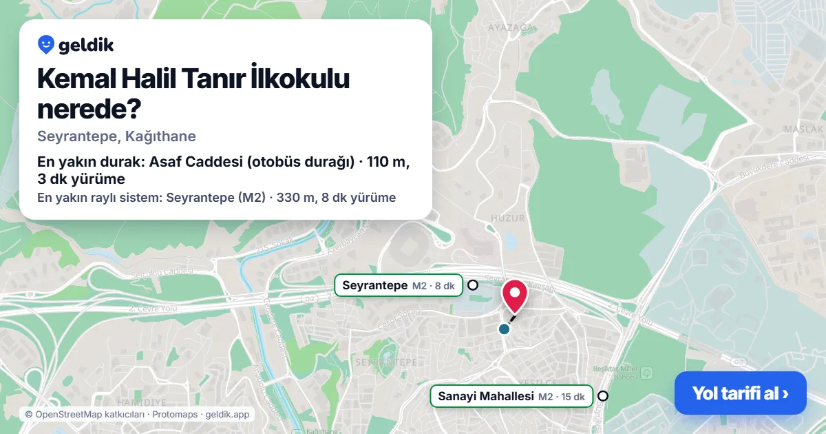 Where is Kemal Halil Tanır İlkokulu: map with its location and the nearest stops, with walking times