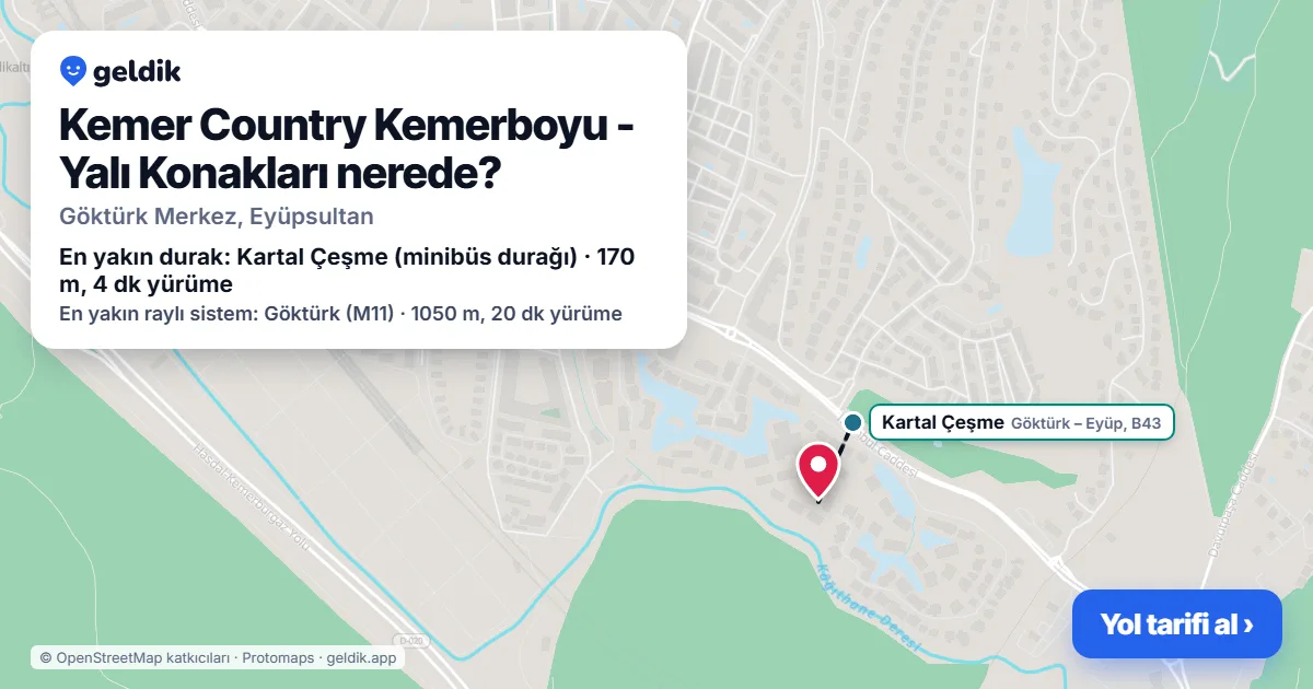 Kemer Country Kemerboyu - Yalı Konakları nerede: haritada konumu ve en yakın duraklar, yürüme süreleriyle