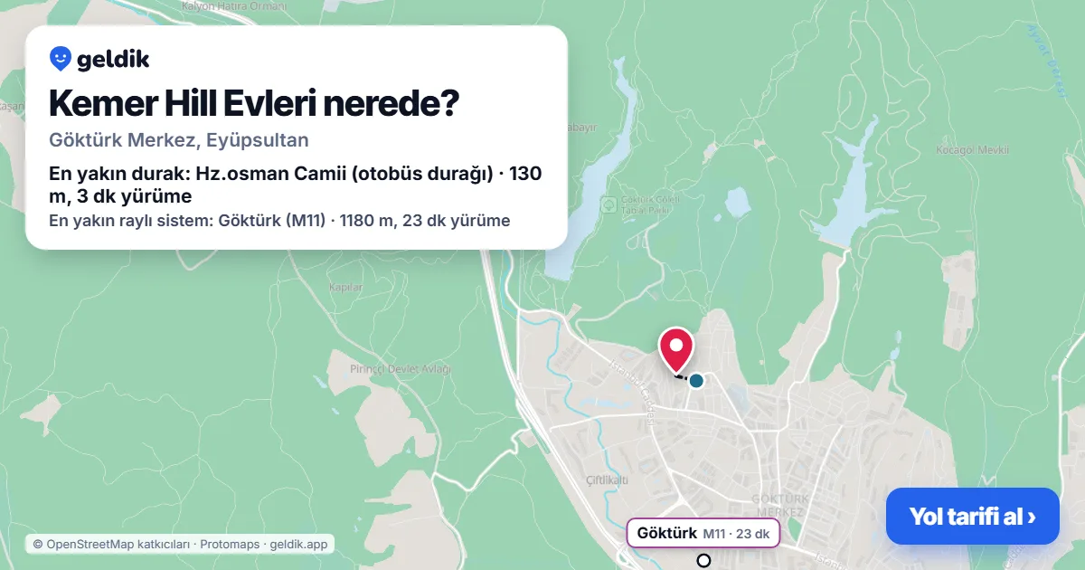 Kemer Hill Evleri nerede: haritada konumu ve en yakın duraklar, yürüme süreleriyle