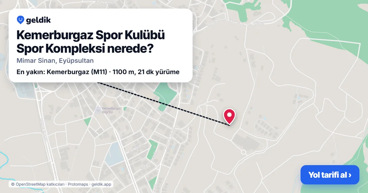 Kemerburgaz Spor Kulübü Spor Kompleksi nerede: haritada konumu ve en yakın duraklar, yürüme süreleriyle