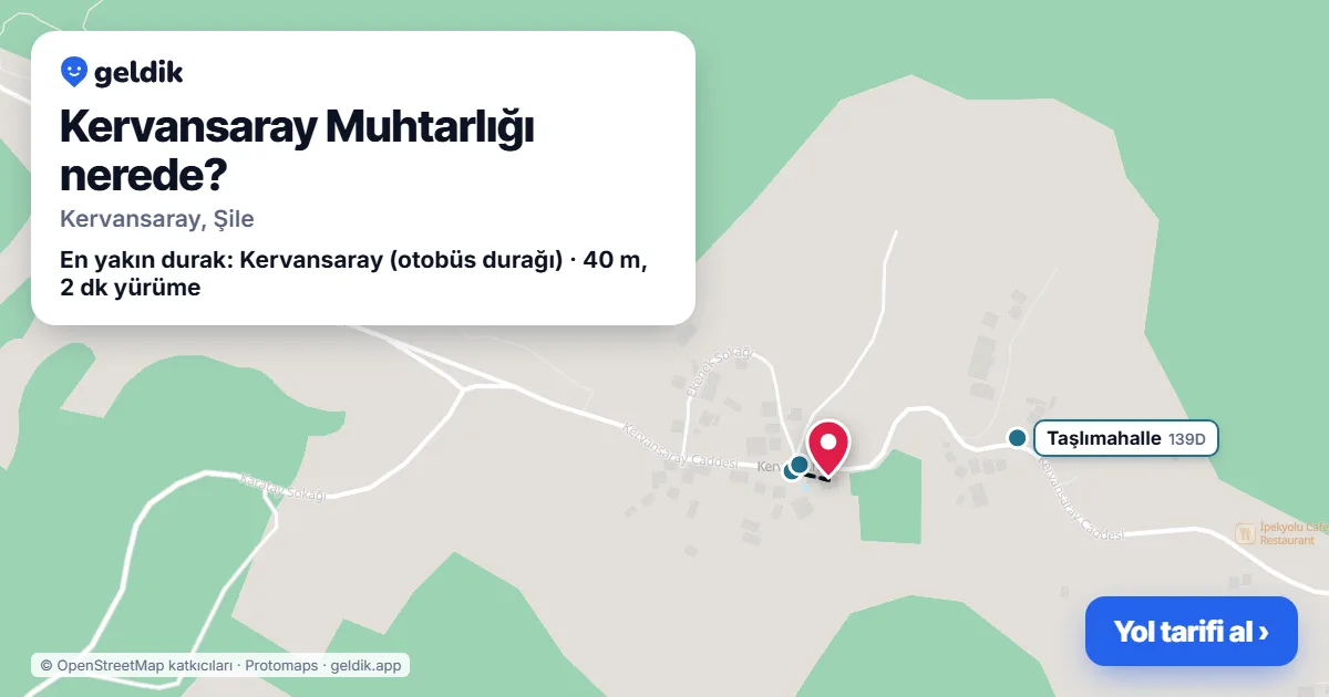 Kervansaray Muhtarlığı nerede: haritada konumu ve en yakın duraklar, yürüme süreleriyle