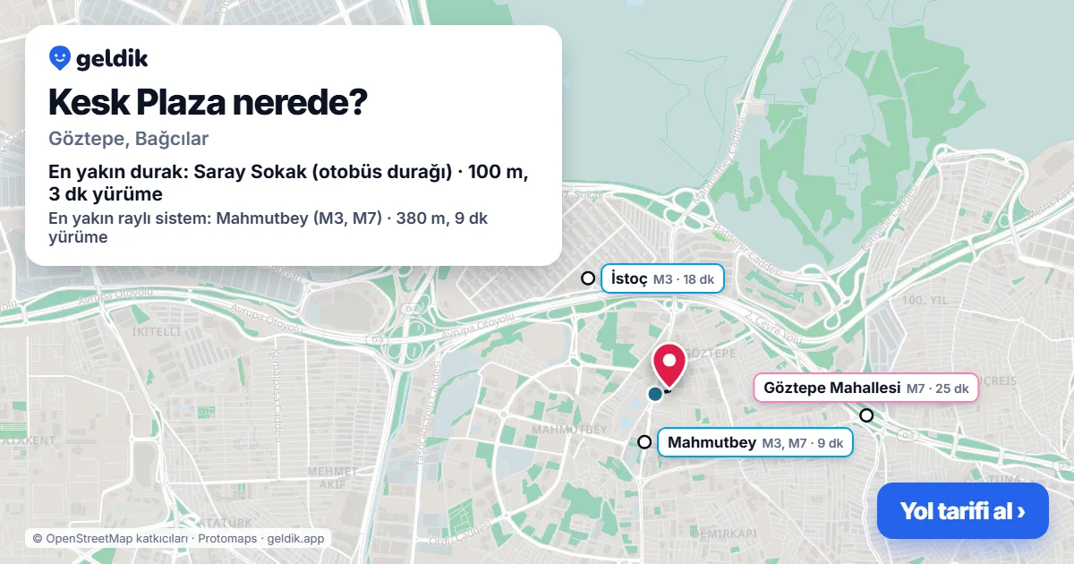 Where is Kesk Plaza: map with its location and the nearest stops, with walking times
