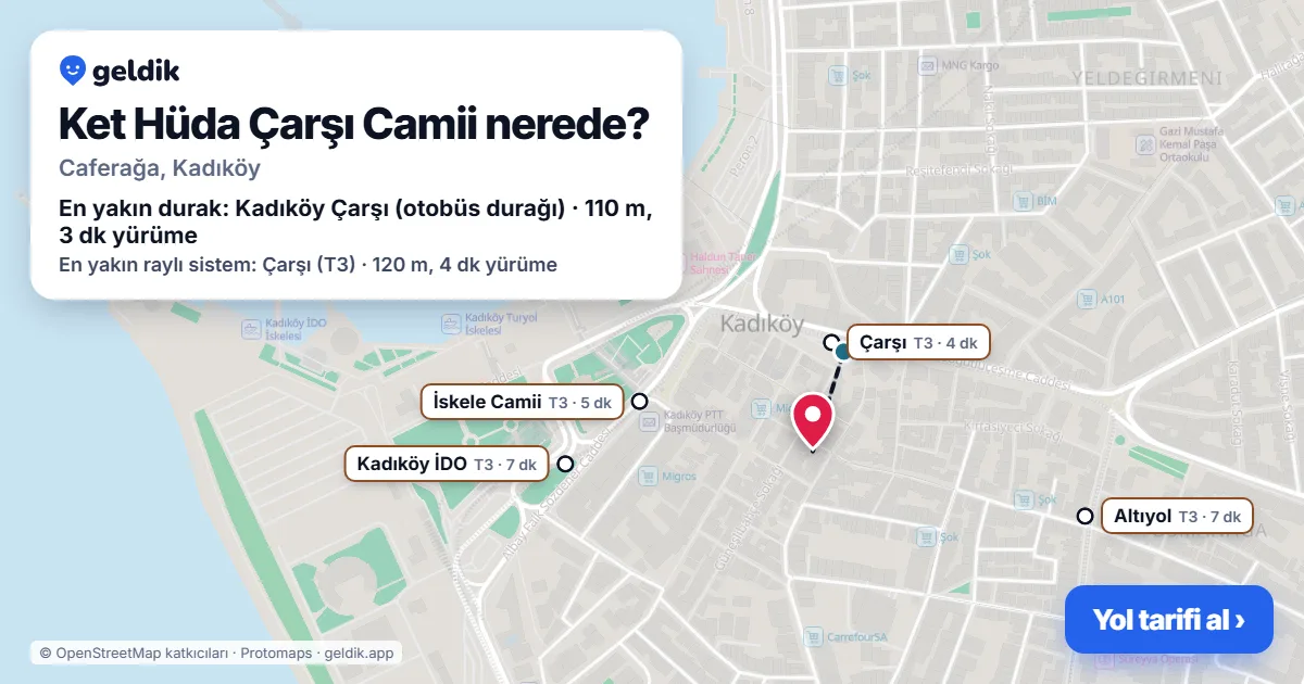Where is Kethuda Çarşı Mosque: map with its location and the nearest stops, with walking times