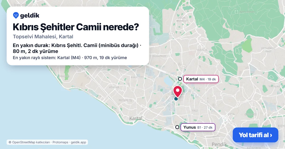 Kıbrıs Şehitler Camii nerede: haritada konumu ve en yakın duraklar, yürüme süreleriyle
