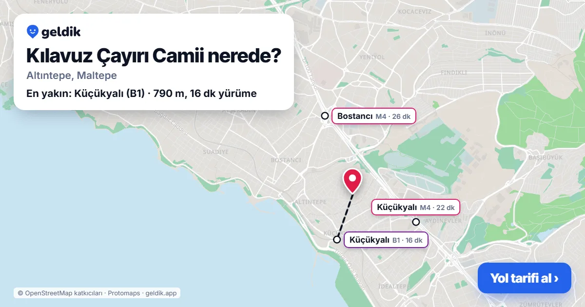Kılavuz Çayırı Camii nerede: haritada konumu ve en yakın duraklar, yürüme süreleriyle
