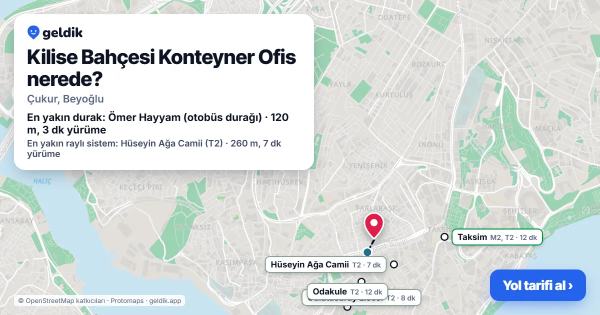 Kilise Bahçesi Konteyner Ofis nerede: haritada konumu ve en yakın duraklar, yürüme süreleriyle