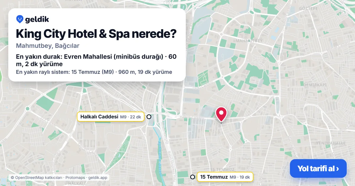 King City Hotel & Spa nerede: haritada konumu ve en yakın duraklar, yürüme süreleriyle