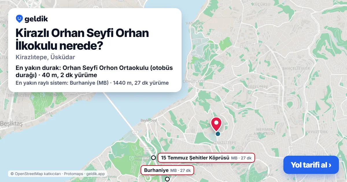 Kirazlı Orhan Seyfi Orhan İlkokulu nerede: haritada konumu ve en yakın duraklar, yürüme süreleriyle