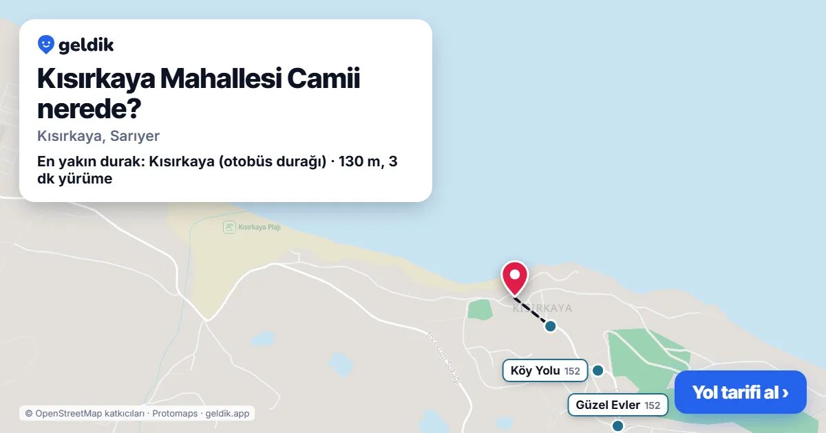 Where is Kısırkaya Mahallesi Camii: map with its location and the nearest stops, with walking times