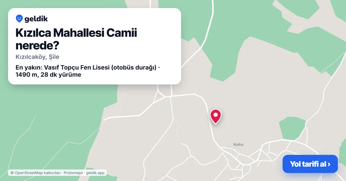 Where is Kızılca Mahallesi Camii: map with its location and the nearest stops, with walking times