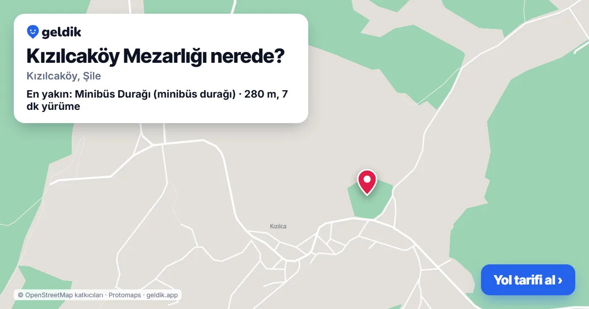 Kızılcaköy Mezarlığı nerede: haritada konumu ve en yakın duraklar, yürüme süreleriyle