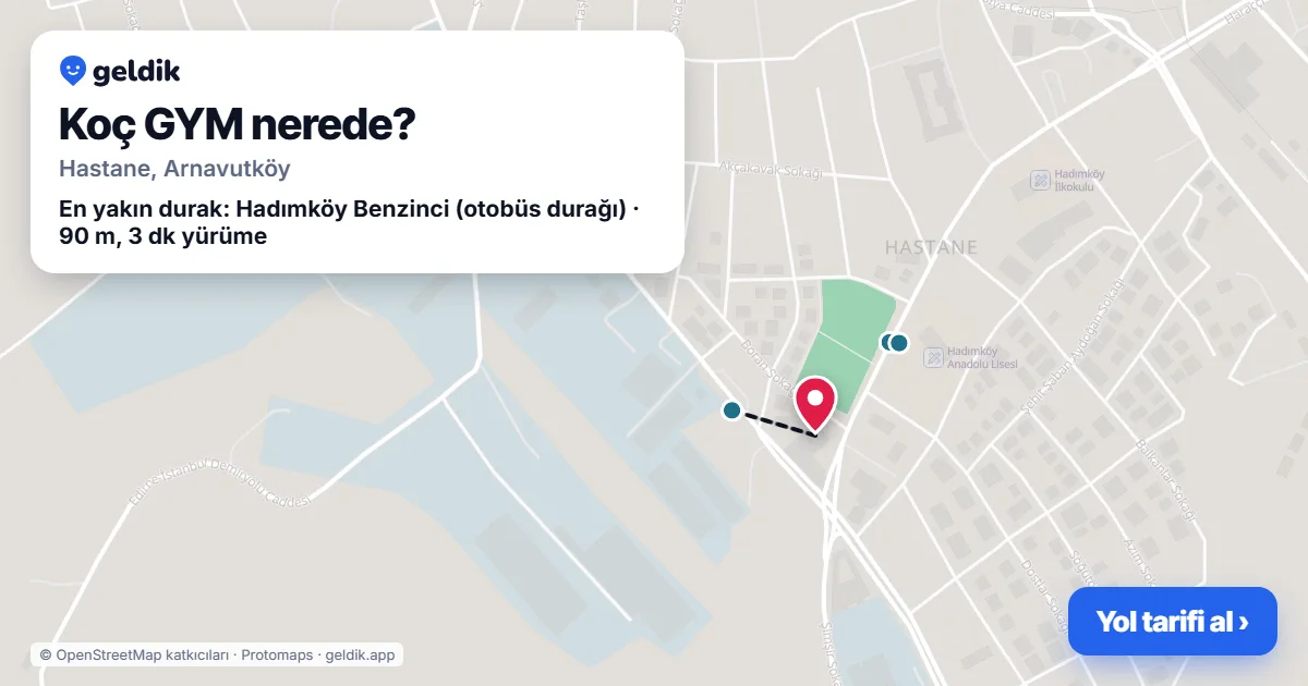 Where is Koç GYM: map with its location and the nearest stops, with walking times