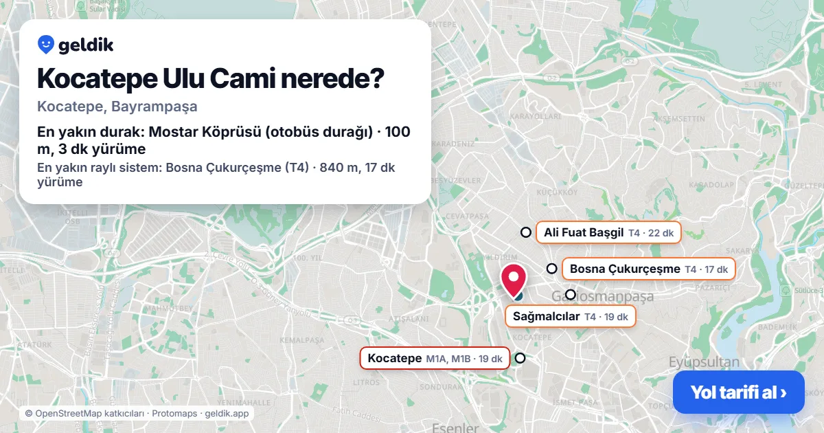 Kocatepe Ulu Cami nerede: haritada konumu ve en yakın duraklar, yürüme süreleriyle