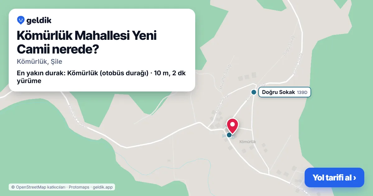 Kömürlük Mahallesi Yeni Camii nerede: haritada konumu ve en yakın duraklar, yürüme süreleriyle