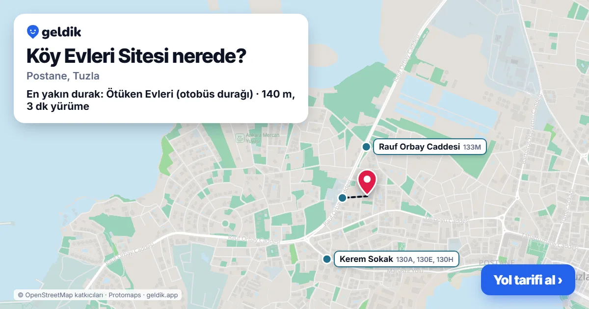 Köy Evleri Sitesi nerede: haritada konumu ve en yakın duraklar, yürüme süreleriyle