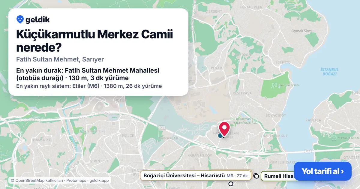Where is Küçükarmutlu Merkez Camii: map with its location and the nearest stops, with walking times