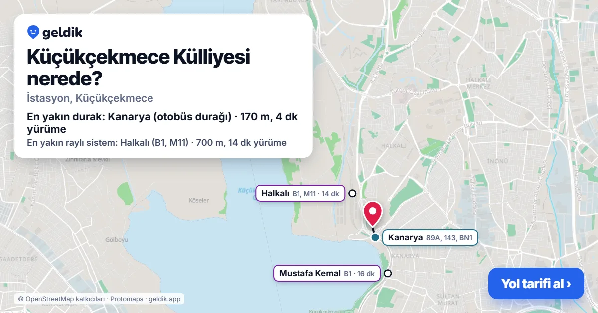 Küçükçekmece Külliyesi nerede: haritada konumu ve en yakın duraklar, yürüme süreleriyle