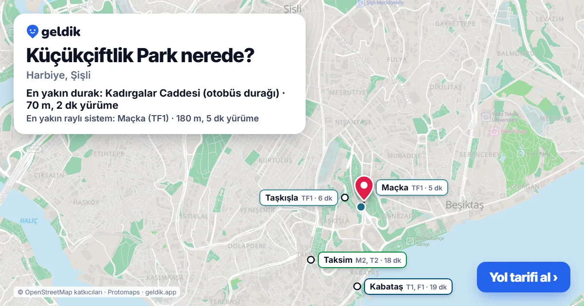 Where is Küçükçiftlik Park: map with its location and the nearest stops, with walking times