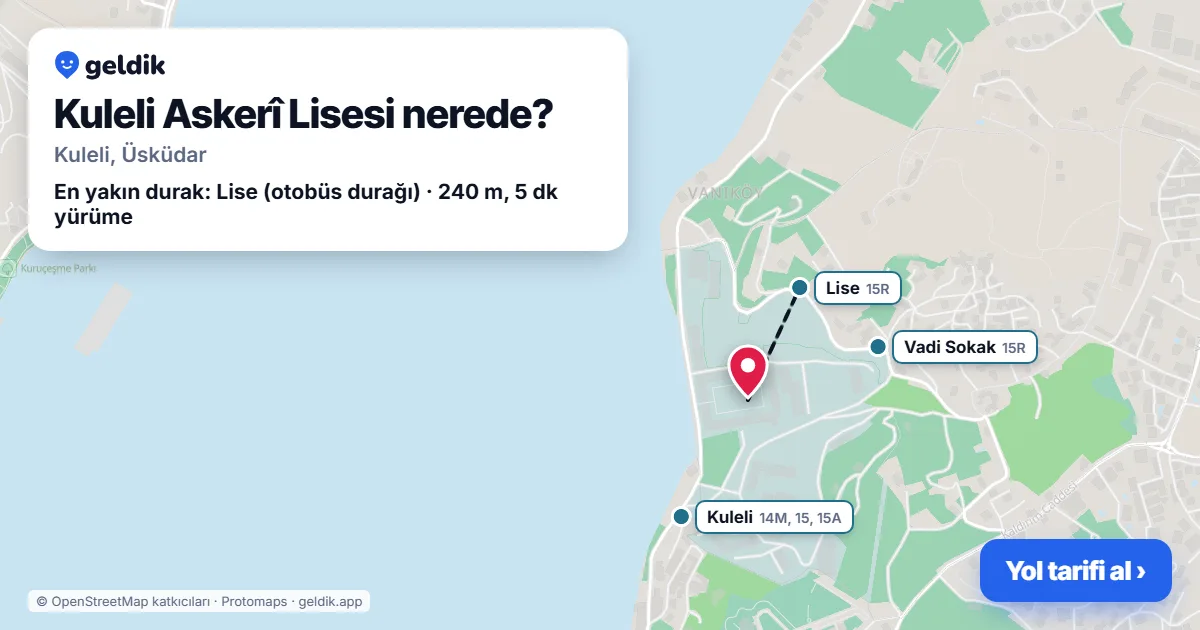 Where is Kuleli Askerî Lisesi: map with its location and the nearest stops, with walking times