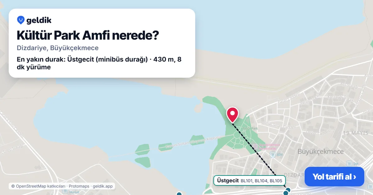 Where is Kültür Park Amfi: map with its location and the nearest stops, with walking times