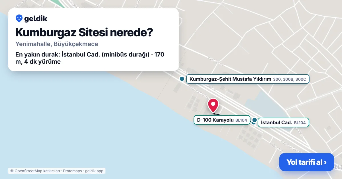 Kumburgaz Sitesi nerede: haritada konumu ve en yakın duraklar, yürüme süreleriyle
