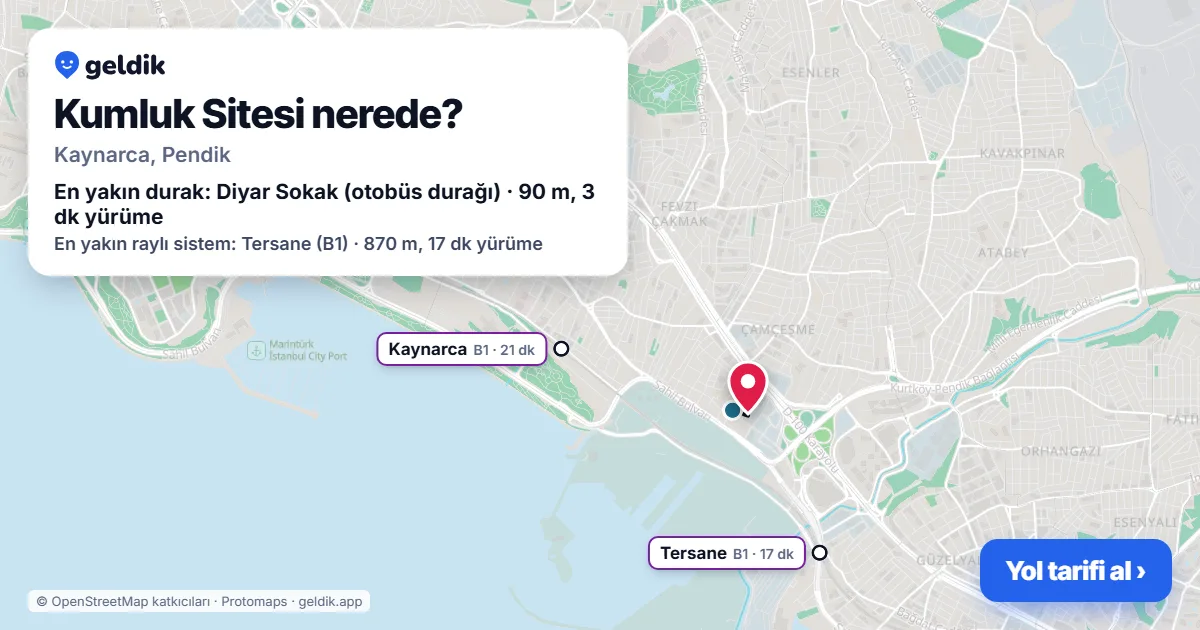 Kumluk Sitesi nerede: haritada konumu ve en yakın duraklar, yürüme süreleriyle
