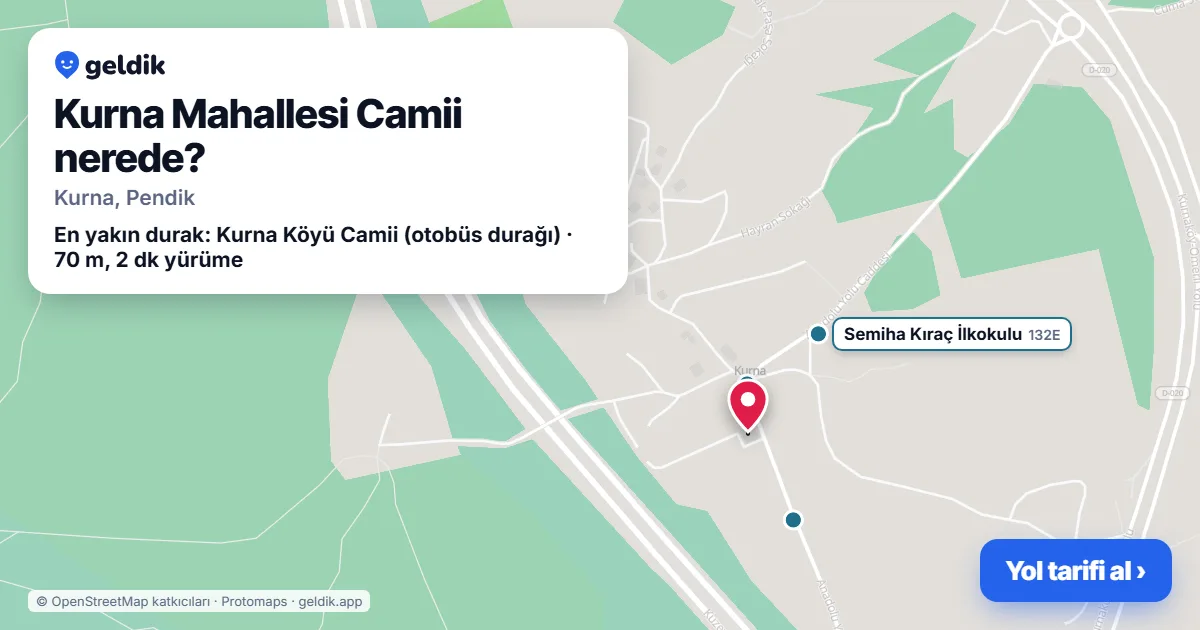 Where is Kurna Mahallesi Camii: map with its location and the nearest stops, with walking times