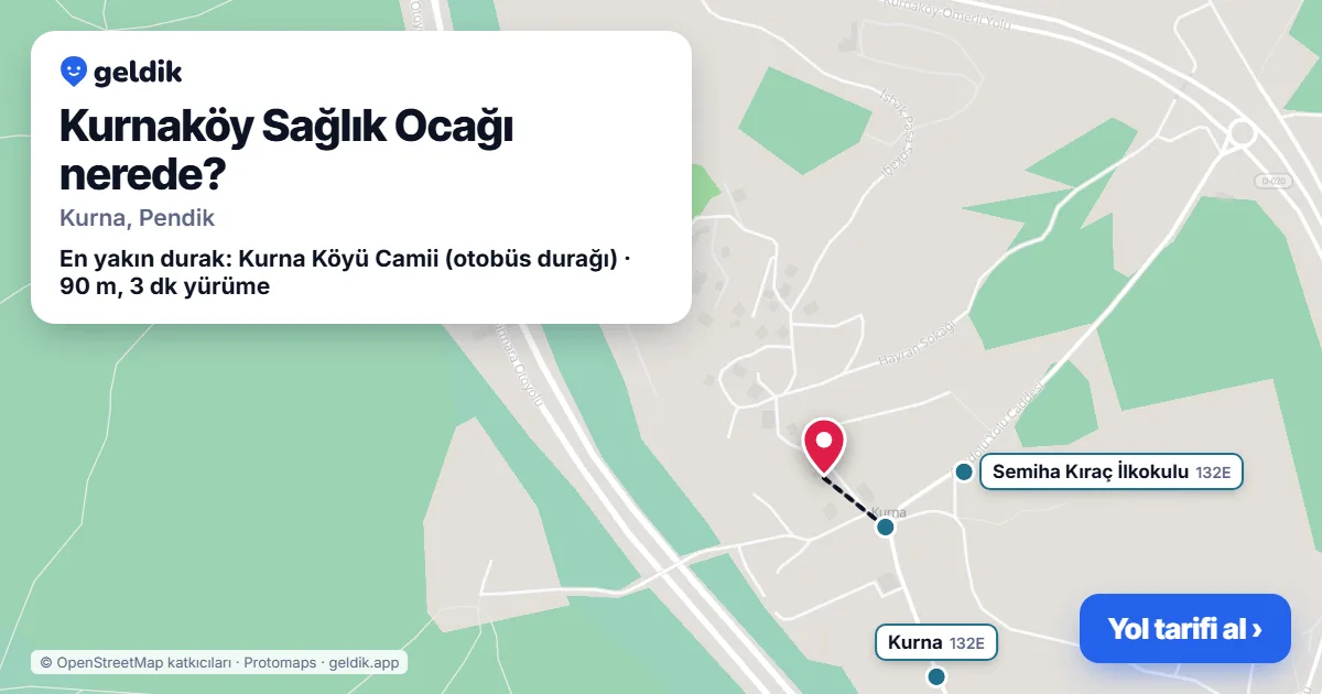 Kurnaköy Sağlık Ocağı nerede: haritada konumu ve en yakın duraklar, yürüme süreleriyle