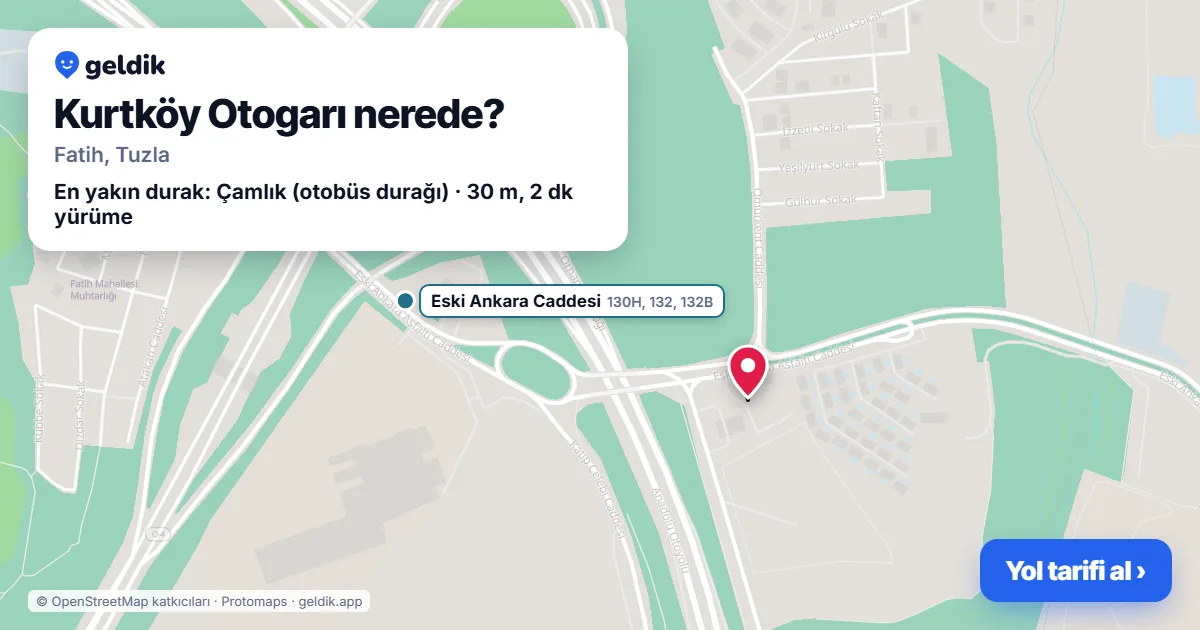 Kurtköy Otogarı nerede: haritada konumu ve en yakın duraklar, yürüme süreleriyle
