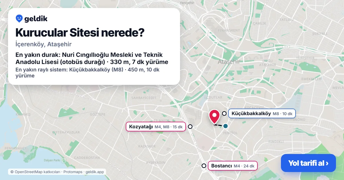 Where is Kurucular Sitesi: map with its location and the nearest stops, with walking times
