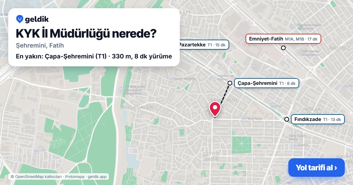 KYK İl Müdürlüğü nerede: haritada konumu ve en yakın duraklar, yürüme süreleriyle