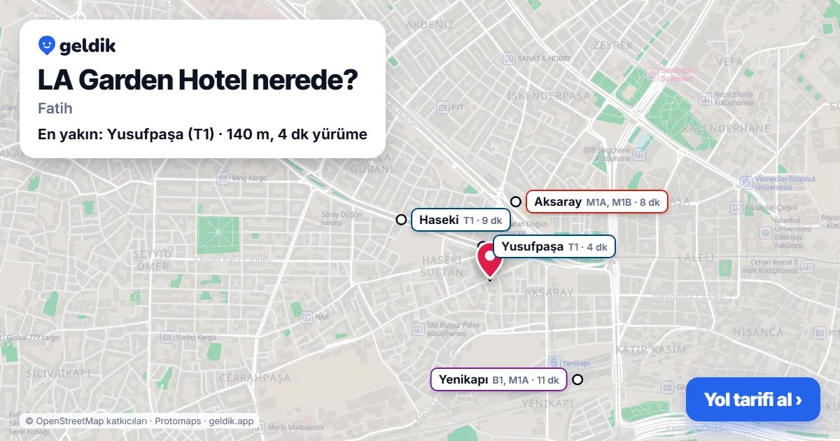 Where is LA Garden Hotel: map with its location and the nearest stops, with walking times