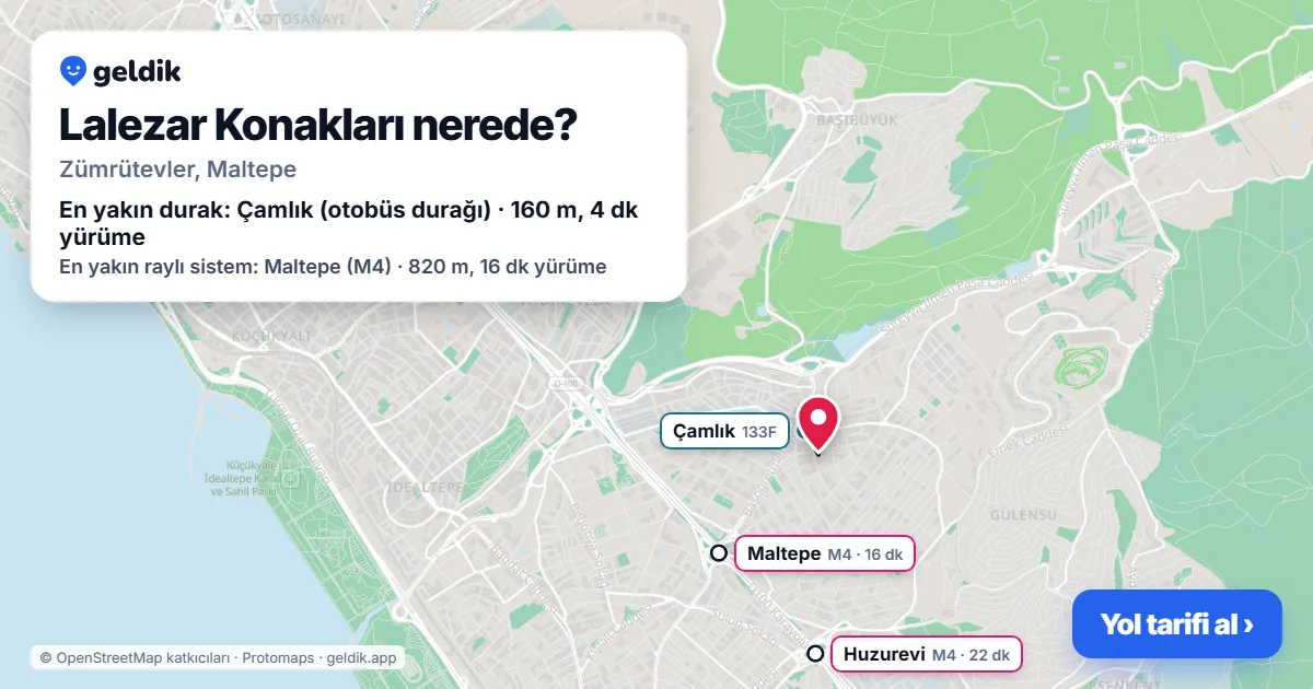 Lalezar Konakları nerede: haritada konumu ve en yakın duraklar, yürüme süreleriyle