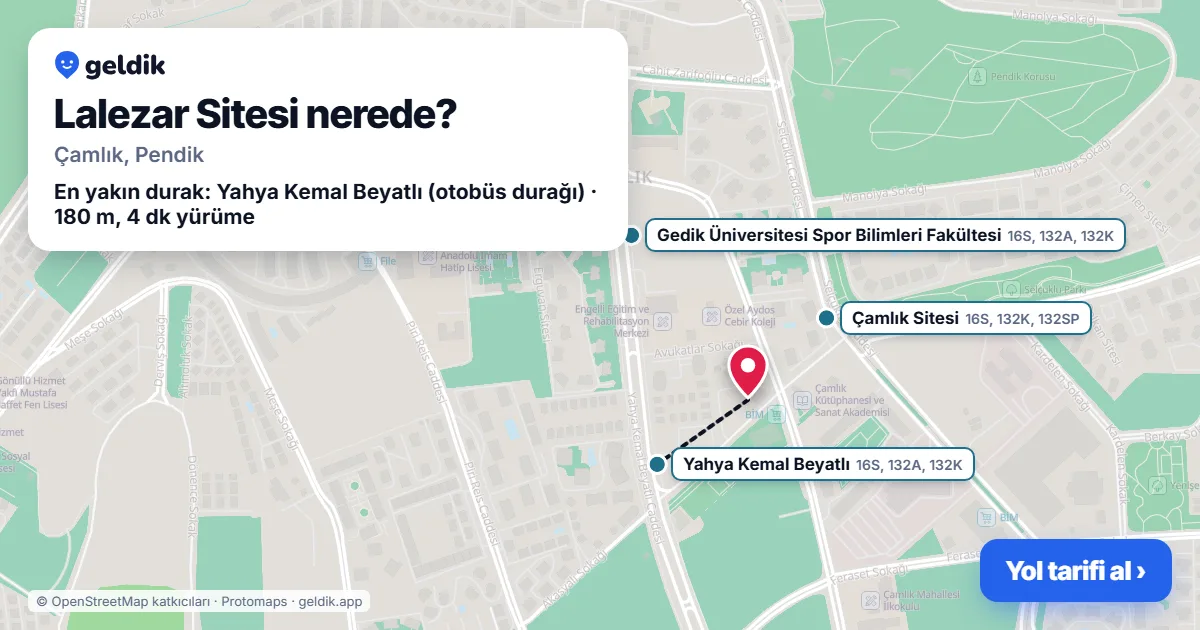 Where is Lalezar Sitesi: map with its location and the nearest stops, with walking times