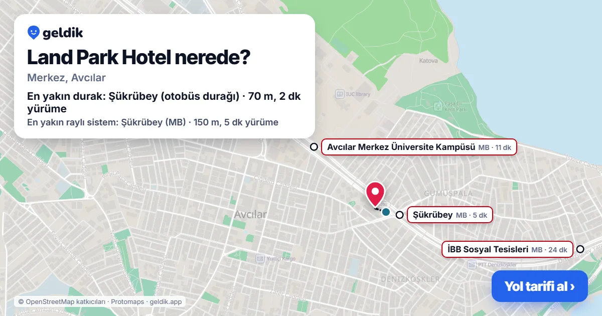 Land Park Hotel nerede: haritada konumu ve en yakın duraklar, yürüme süreleriyle