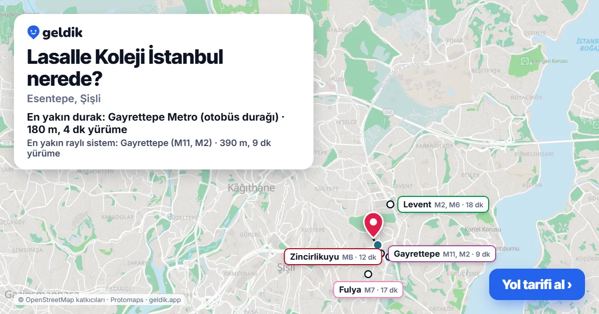 Lasalle Koleji İstanbul nerede: haritada konumu ve en yakın duraklar, yürüme süreleriyle