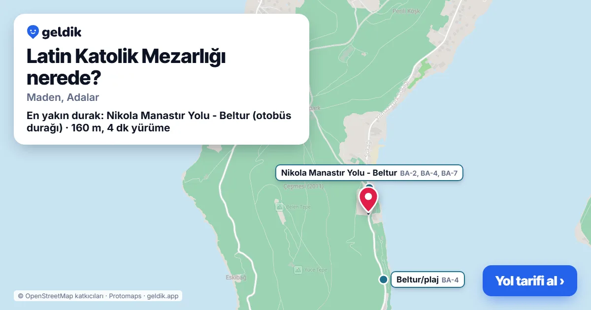 Latin Katolik Mezarlığı nerede: haritada konumu ve en yakın duraklar, yürüme süreleriyle
