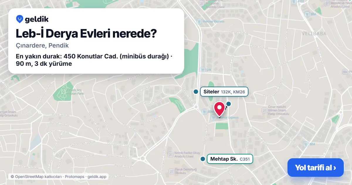 Where is Leb-İ Derya Evleri: map with its location and the nearest stops, with walking times