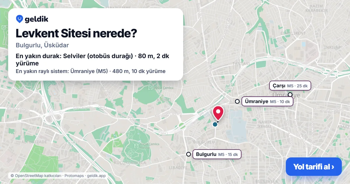 Where is Levkent Sitesi: map with its location and the nearest stops, with walking times